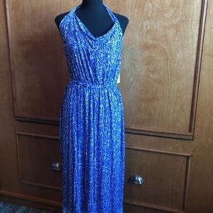 Dana Bachman Blue Pattern Halter Dress